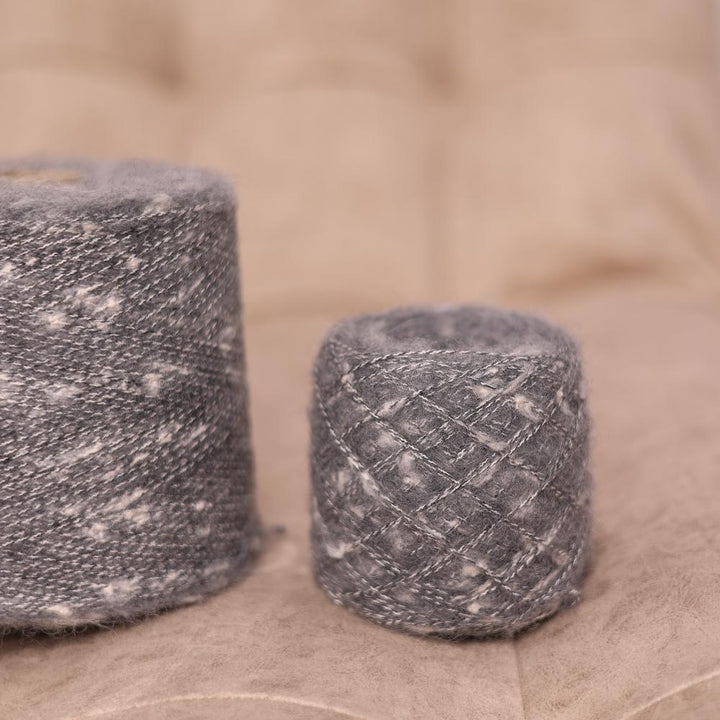 Grey Bouclé Tweed Yarn: Baby Alpaca, Merino, Cotton Blend
