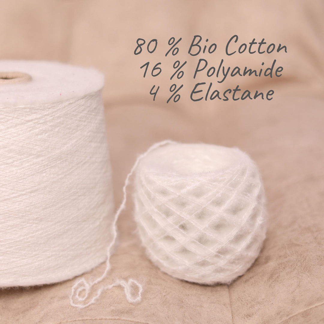 White Organic Cotton Blend Yarn: Soft Eco-Friendly Italian Knitting Yarn