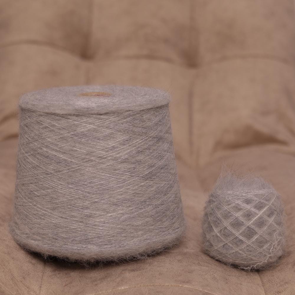 Light Grey Alpaca Yarn: Italian Brushed Fluffy Lace Weight
