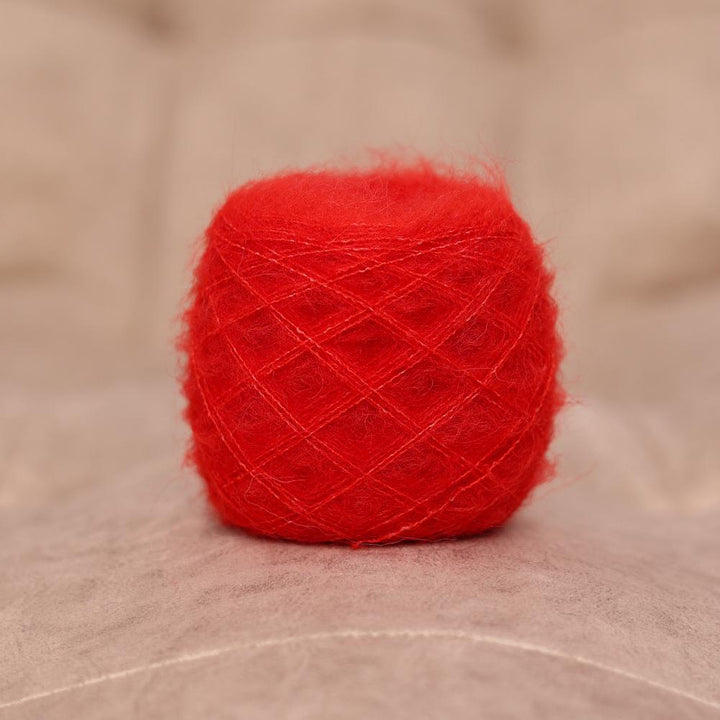 Red Alpaca Brushed Yarn: Italian Lace Weight for Knitting, Crochet