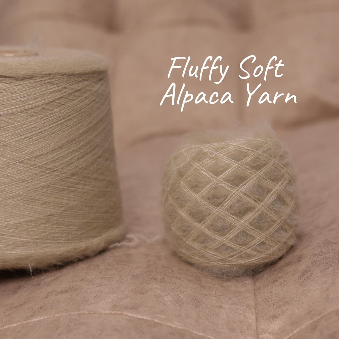 Soft Greenish Beige Alpaca Yarn: Italian Brushed Lace Weight