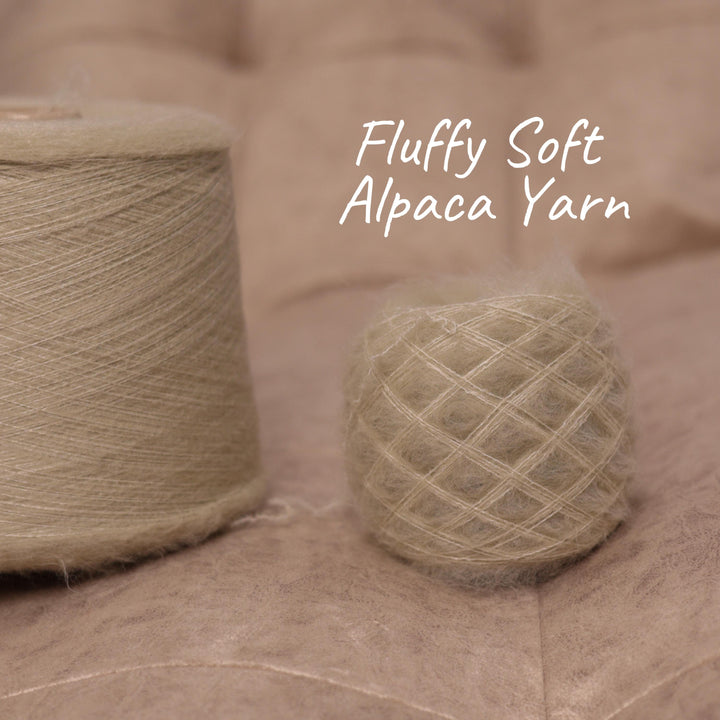 Soft Greenish Beige Alpaca Yarn: Italian Brushed Lace Weight