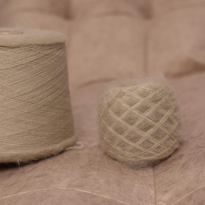 Soft Greenish Beige Alpaca Yarn: Italian Brushed Lace Weight