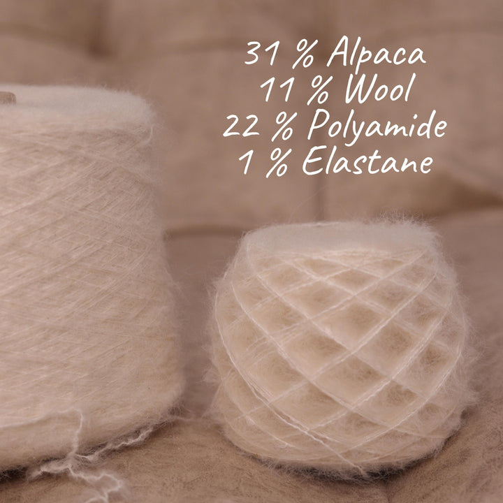 White Alpaca Blend Yarn: Soft Italian Fiber for Knitting & Crochet