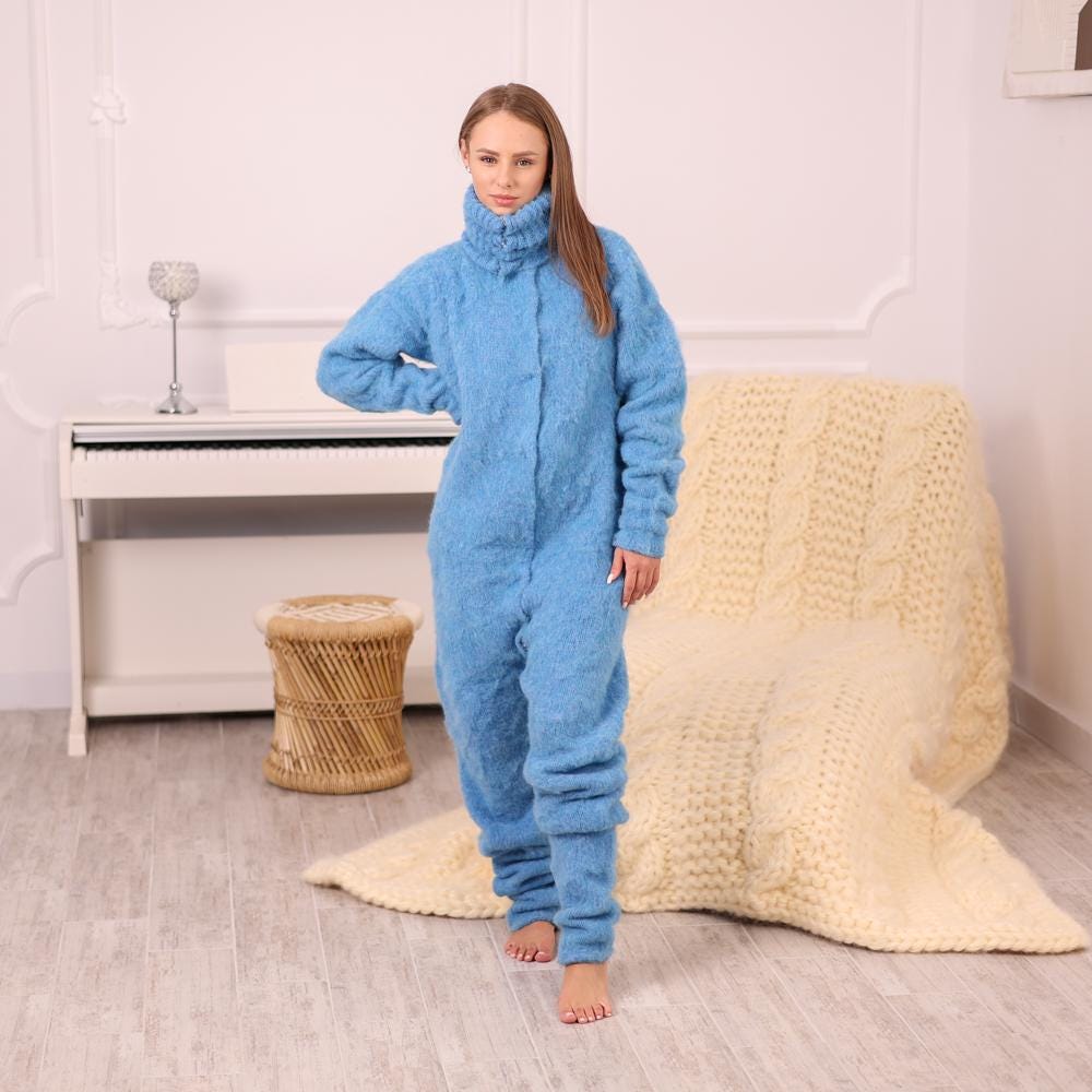 One available in size 4XL , Fluffy Alpaca Merino Catsuit  with 50 cm turtleneck T1988