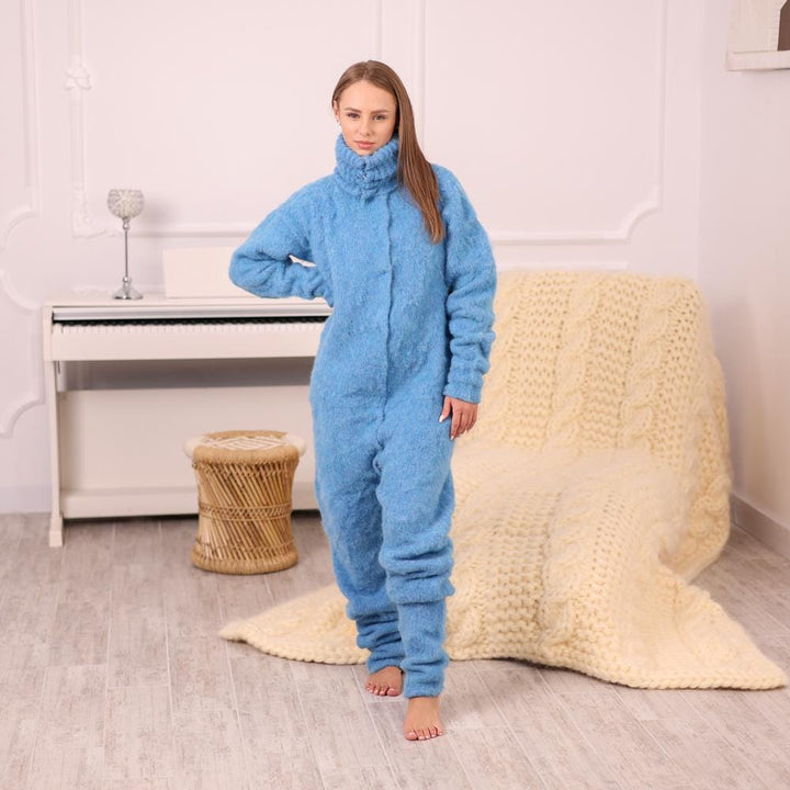 One available in size 4XL , Fluffy Alpaca Merino Catsuit  with 50 cm turtleneck T1988