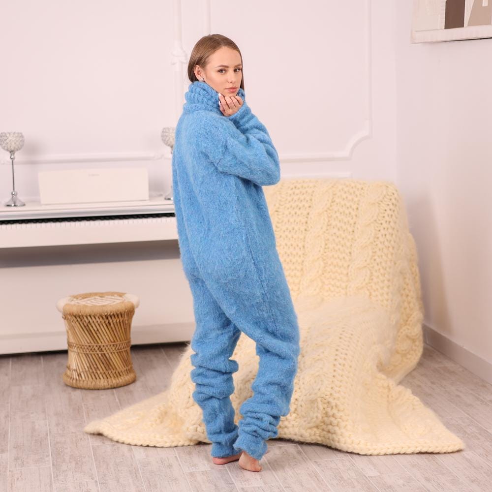 One available in size 4XL , Fluffy Alpaca Merino Catsuit  with 50 cm turtleneck T1988