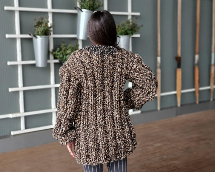 Extra Chunky Ribbed Jumper – Hand-Knitted Alpaca and Lambswool Mélange Pullover T932