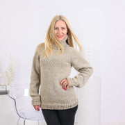 Wollpullover Handgestrickt 100% Weiche Wolle, Grobstrick Winterpullover T1420