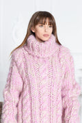 3,5 kg 15-fädiger Mohairpullover – handgestrickter, klobiger Rollkragenpullover T586