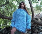 Pull en mélange mohair-laine 8 fils – Pull oversize tricoté main épais mélangé T788