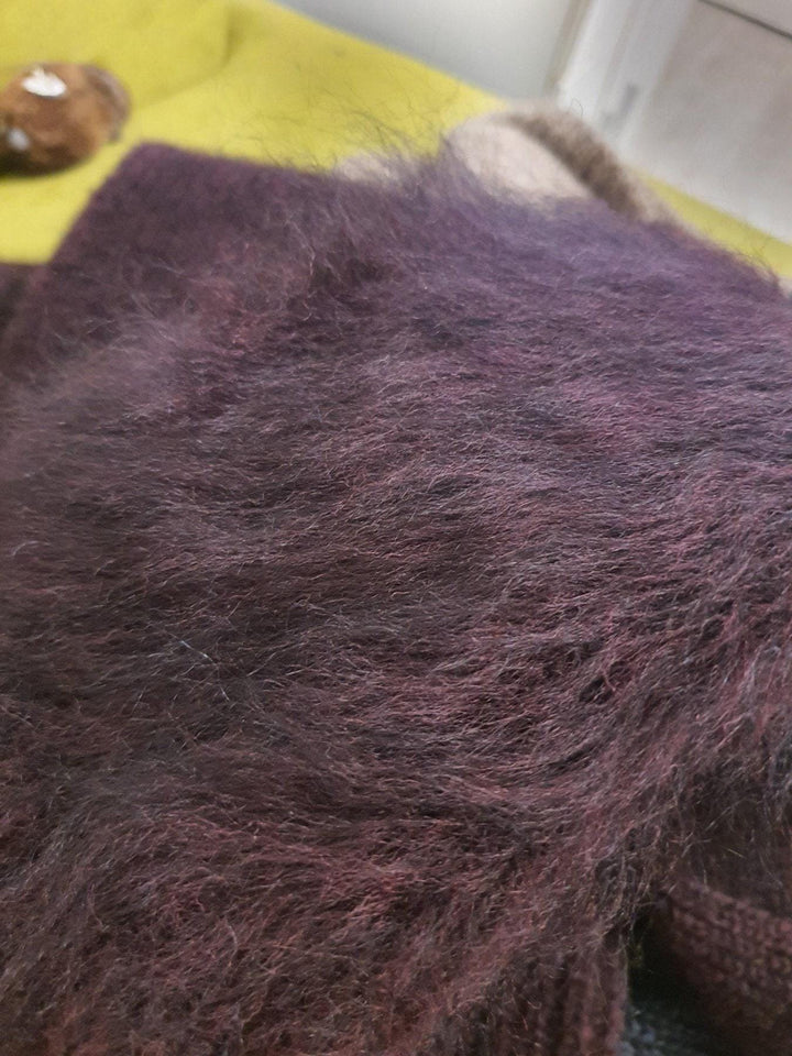 Italian Kid Mohair Sweater, Hand Knitted Extra Fluffy Hairy Jumper, Soft Warm Pullover T1218