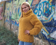 Pull col roulé en mohair 12 brins – Tricoté main épais unisexe T895
