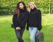 6-Fädiger Mega-Dicker Mohair-Pullover – Handgestrickter Flauschiger Unisex Schwarzer Pullover T894