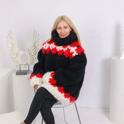Multicolor 15-Strand Mohair Nordic Turtleneck T1657