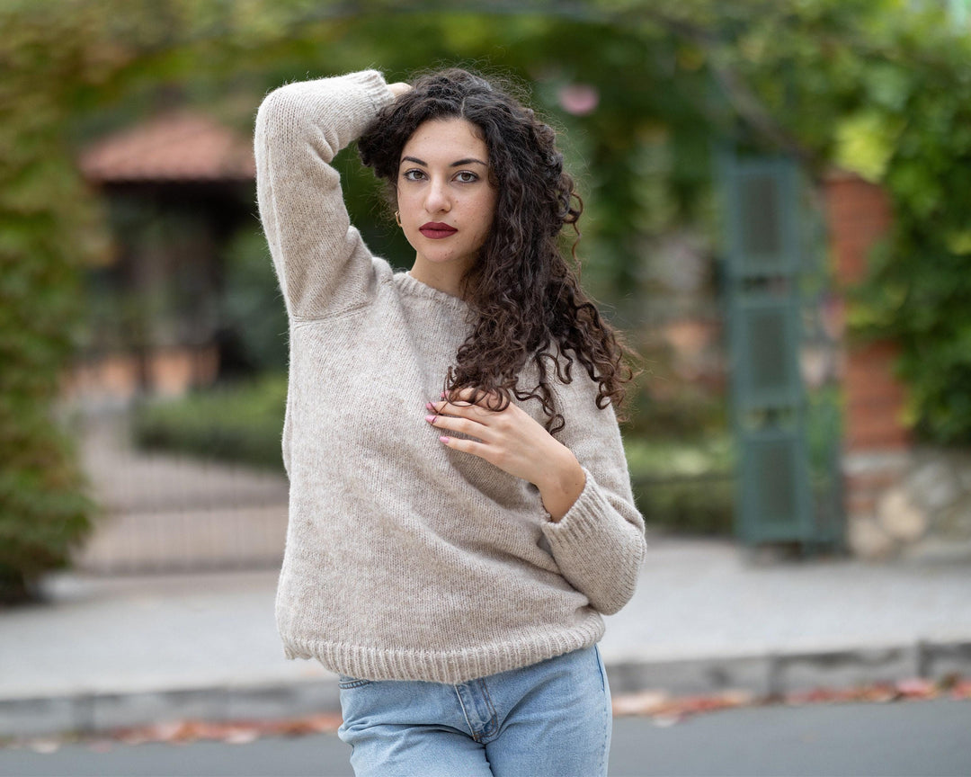 Alpaca Superfine & Merino Wool Sweater, Italian Material Winter Jumper T1501