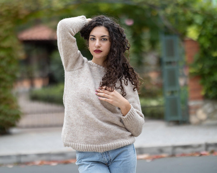 Alpaca Superfine & Merino Wool Sweater, Italian Material Winter Jumper T1501
