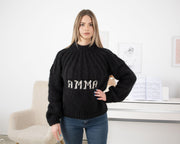 Black Personalized Alpaca Merino Chunky Sweater T1336