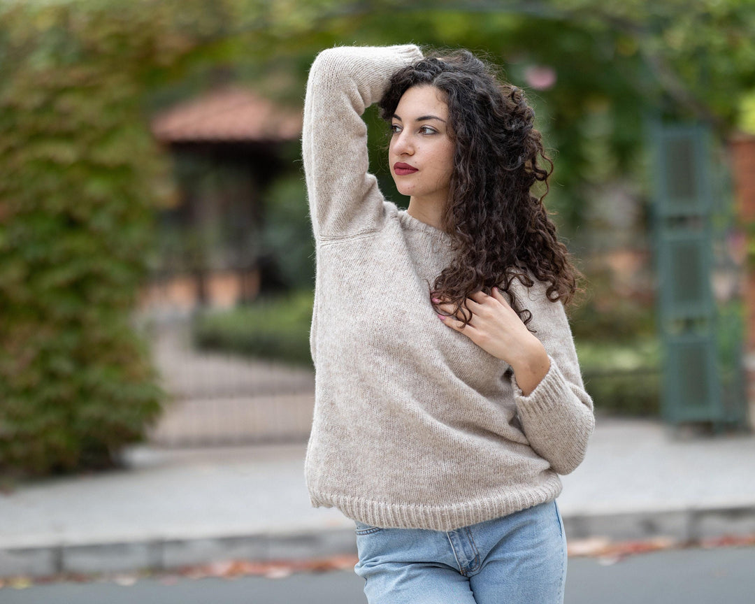 Alpaca Superfine & Merino Wool Sweater, Italian Material Winter Jumper T1501