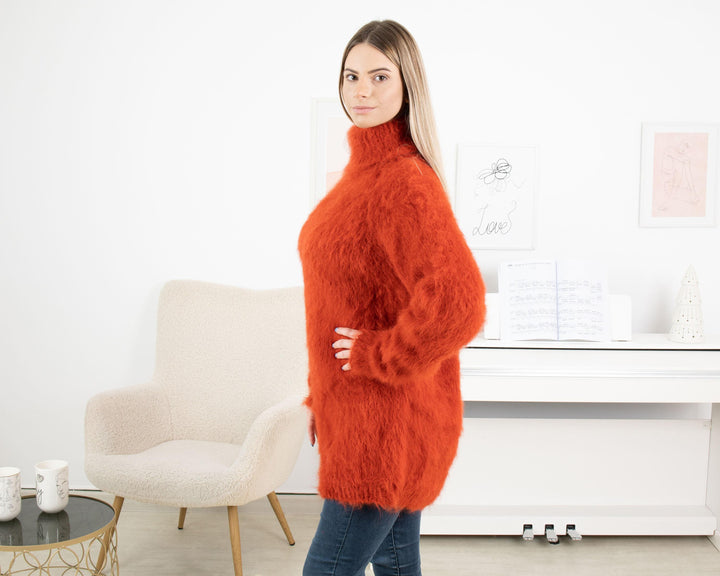 Hairy Suri Alpaca Sweater,  Long Haired Soft Wool Pullover T1327