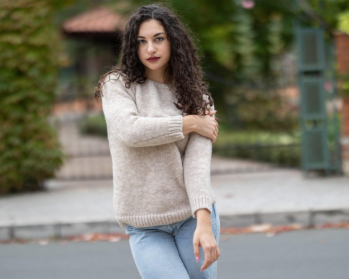 Alpaca Superfine & Merino Wool Sweater, Italian Material Winter Jumper T1501