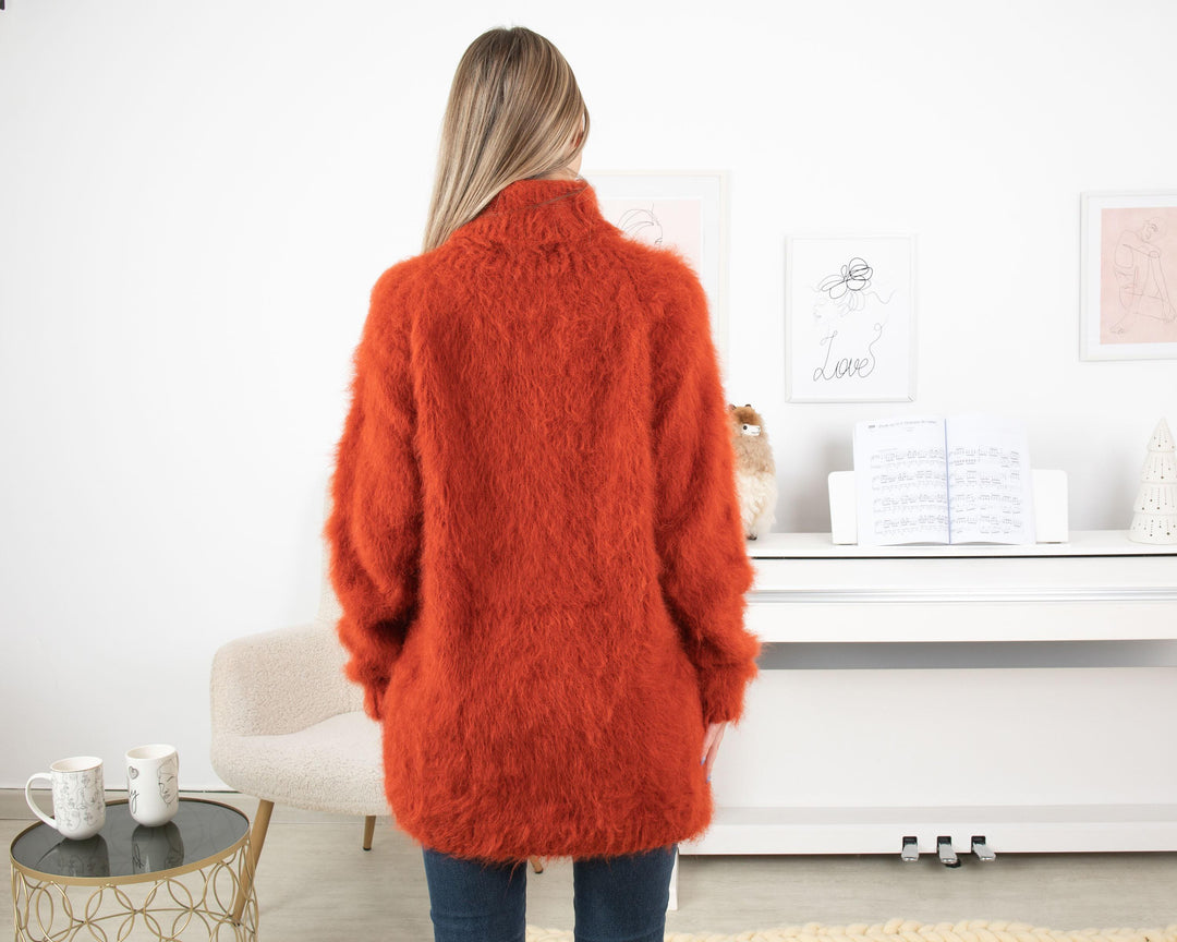 Hairy Suri Alpaca Sweater,  Long Haired Soft Wool Pullover T1327