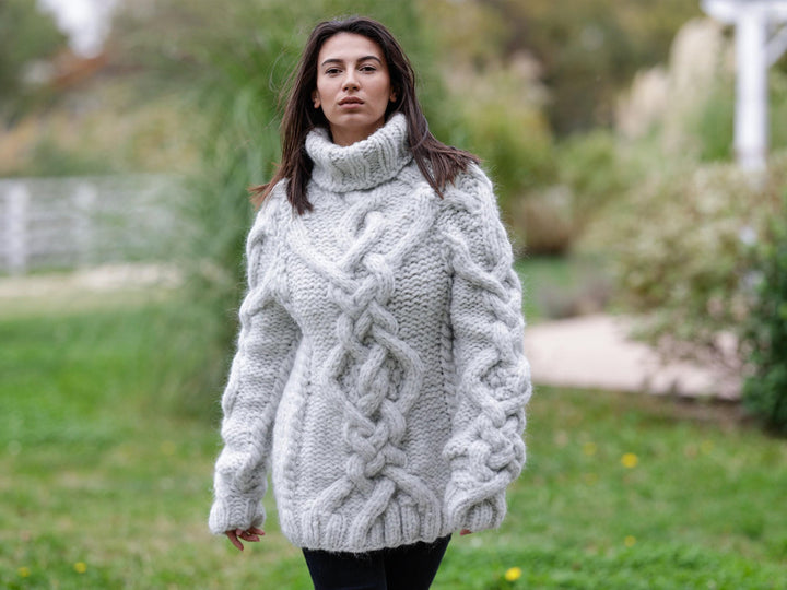 15-Strand Alpaca and Merino Wool Sweater, Fluffy Warm Pullover T1130