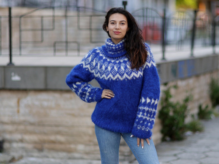 Suri Alpaca Icelandic Sweater, Norwegian Style, Fluffy Knit T1062