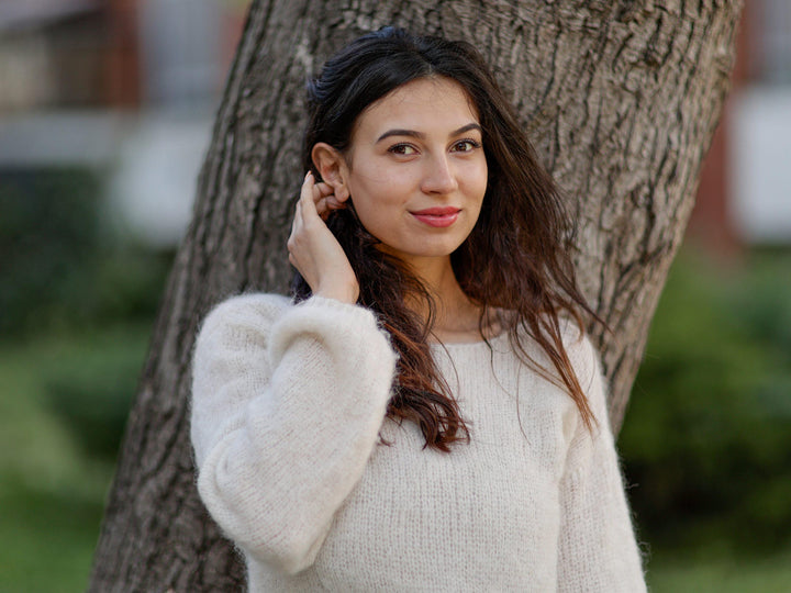 Hand Knit Italian Alpaca Sweater, Lightweight Bridal Cover Up T1064