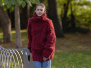 Pullover aus 15-fädiger superfeiner Alpaka- und Merinowolle, handgestrickt, warm, T1278