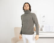 Pull en laine tricoté main, gris et rêche – 100 % pure laine, modèle T1318