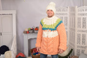 Pull en laine mérinos tricoté à la main – 100 % doux, torsadé T718W