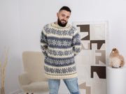 Pull en mohair nordique – Chandail en laine tricoté main style norvégien pour hommes et femmes T1688