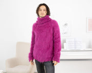 Soft Fluffy Mohair Sweater – Hand-Knitted Sensual Turtleneck Winter Jumper T1324