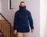Rollkragen-Mohairpullover mit extralangem Rollkragen von 55 cm, Fluffy Pullover T828M
