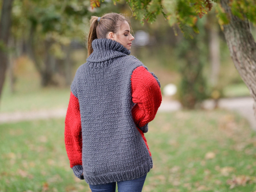 Wool Sweater Hand Knitted 100% Soft Wool Pullover T1109