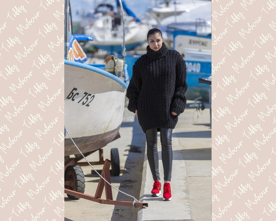 3 kg Oversized Wool Sweater – Thick Hand-Knitted Jumper T575