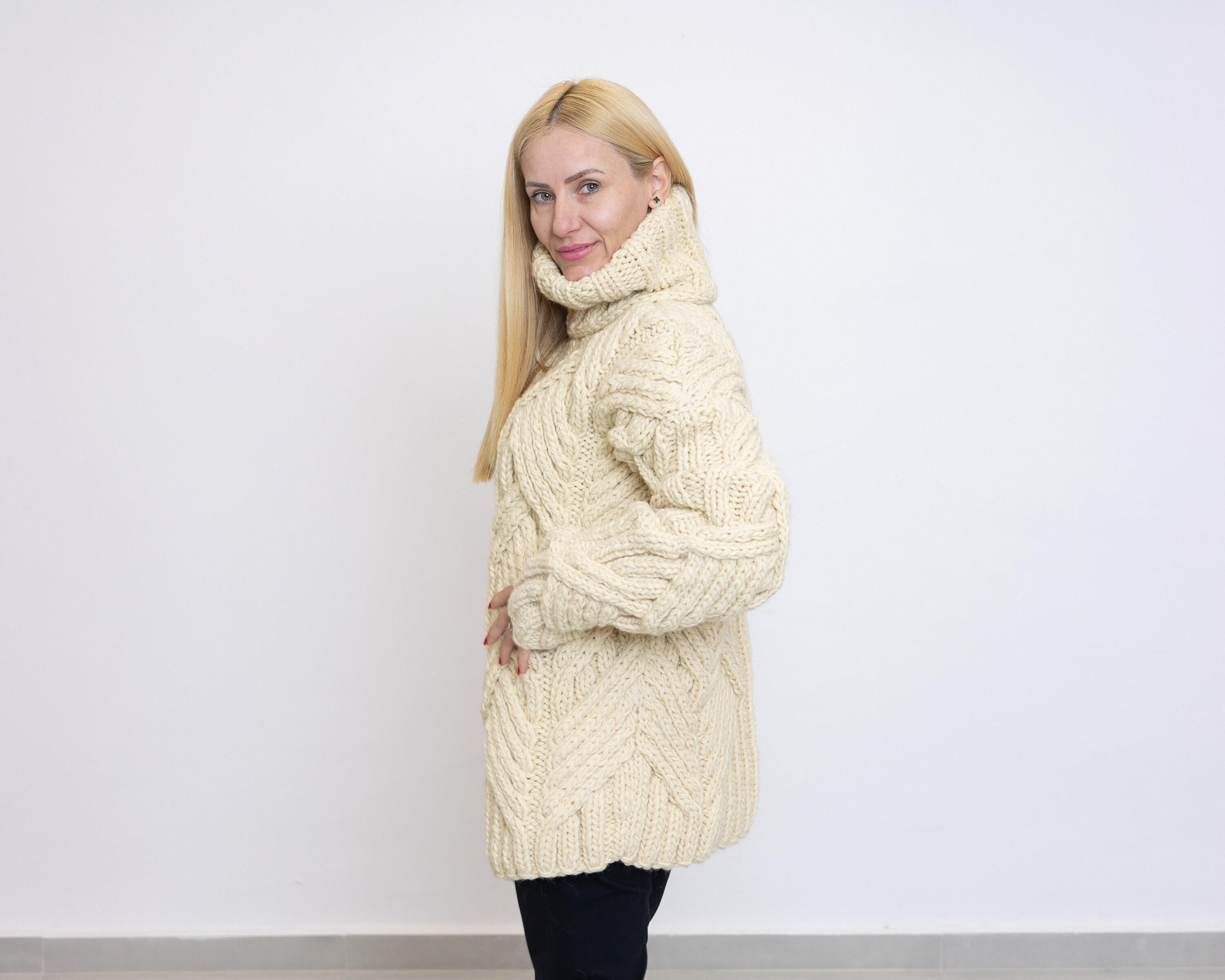 Tiffy Mohair Cream Wool Cable Turtleneck T1518