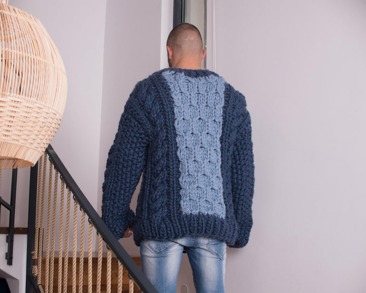 Traditional Aran Sweater – Hand-Knitted 100% Wool Cozy Warm Jumper T815W