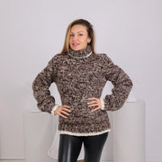 Melange 2-Strand 100% Wool Chunky Turtleneck T1784