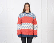 Multicolor 2-Strand 100% Wool Chunky Sweater T969W