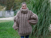 6 kg Chunky Wollpullover – Riesiger, handgestrickter Oversize-Pullover aus 100 % weicher Wolle T1101