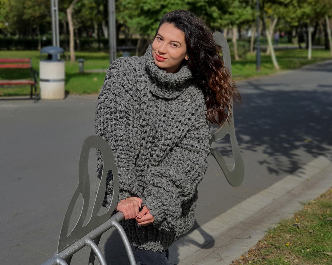 5-Strand Itchy Wool Sweater – Chunky English Rib Knit Winter Jumper T901