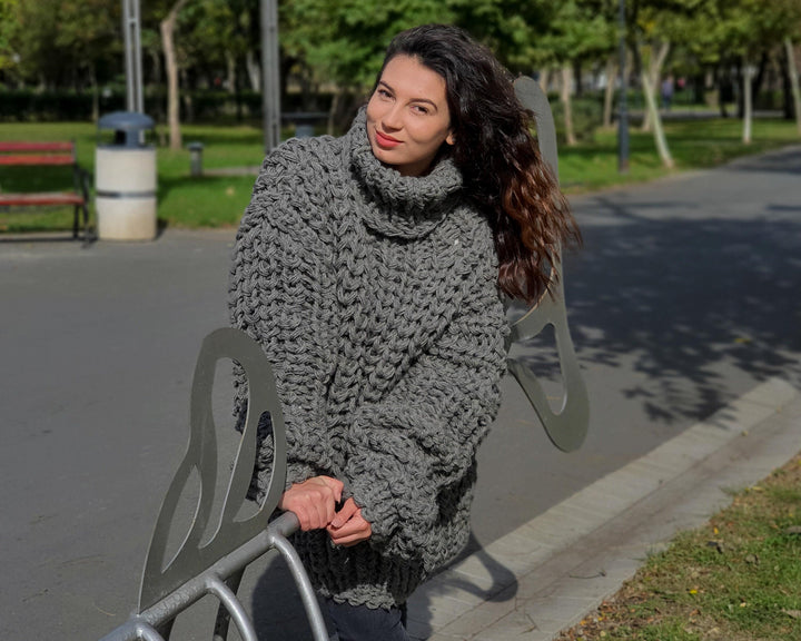 5-Strand Itchy Wool Sweater – Chunky English Rib Knit Winter Jumper T901