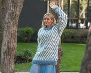 Blue Chunky Wool Zigzag Sweater T820W
