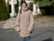 Kuscheliger weicher Pullover – Handgestrickter Pullover aus extrafeiner Merinowolle T1283