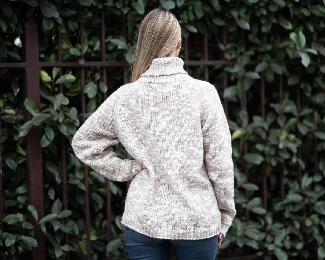 Merino Wool Sweater Melange, Hand Knitted Soft Lightweight Jumper T1332