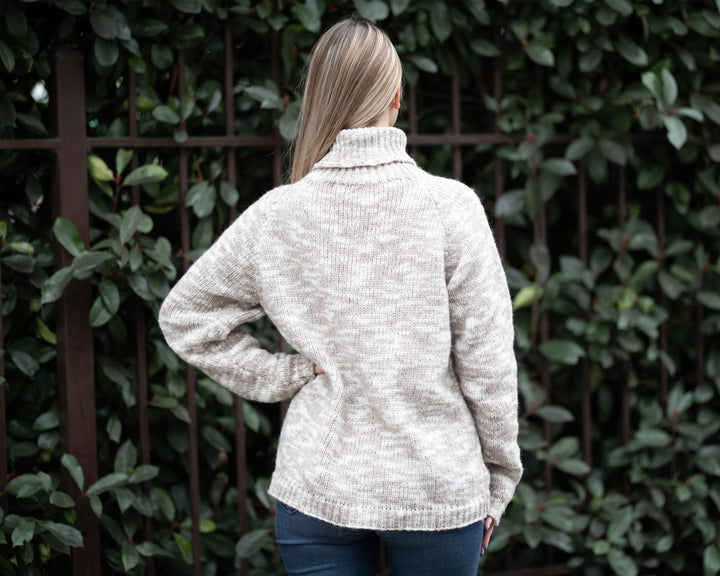Merino Wool Sweater Melange, Hand Knitted Soft Lightweight Jumper T1332
