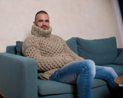 Wabenstrickpullover – Handgestrickter Wollpullover aus Ökowolle T811M