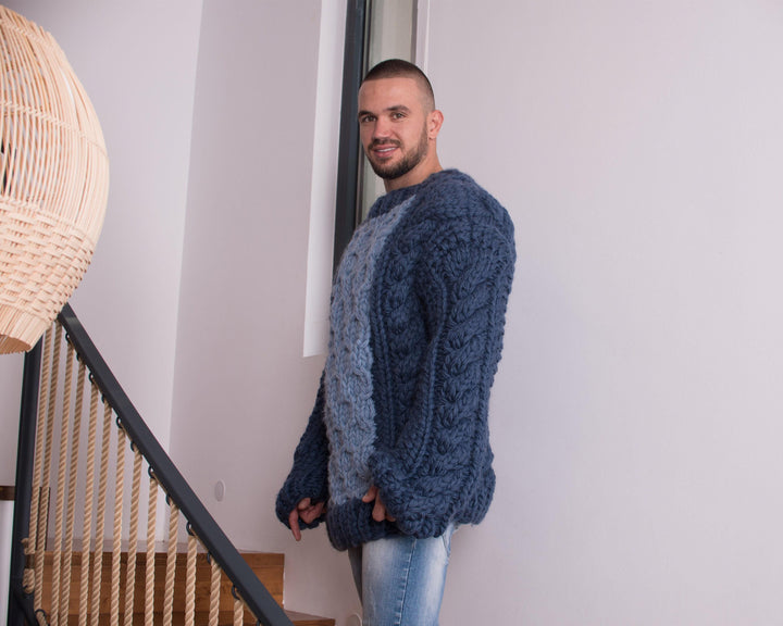 Heavy Woolen Pullover – Traditional 100% Wool Aran Hand-Made Cozy Jumper T815M
